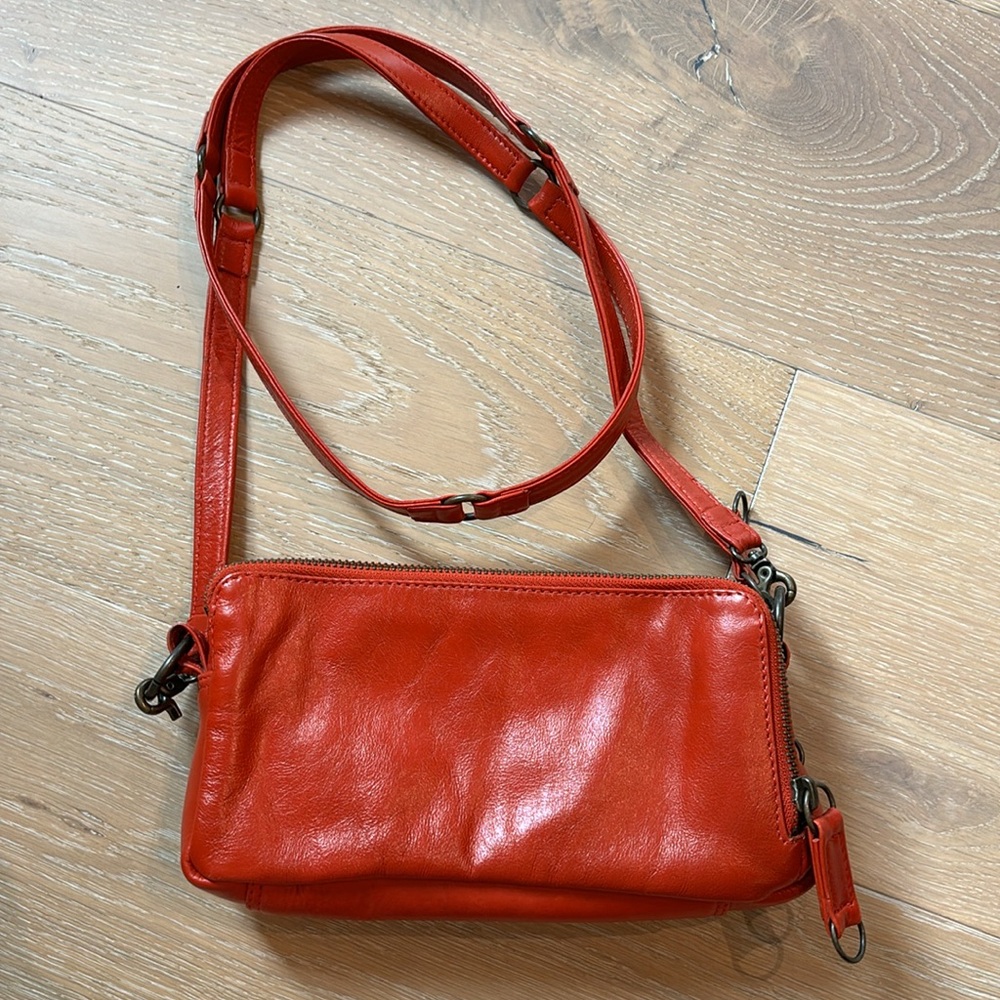 Orange soft leather crossbody